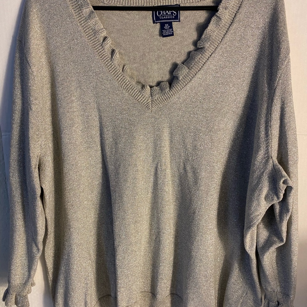 Chap classics Silver V neck sweater size 3 X